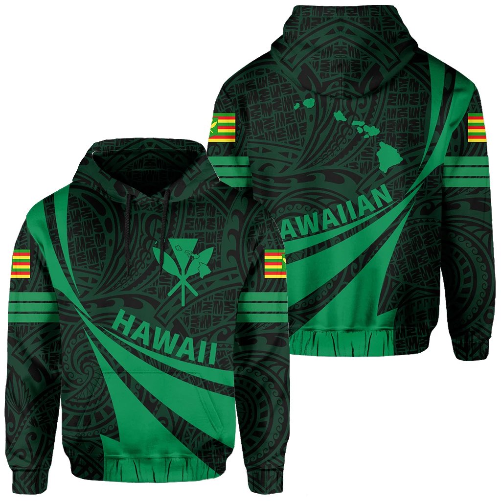 Kanaka Polynesian Hoodie Green Doma Style Unisex Green - Polynesian Pride