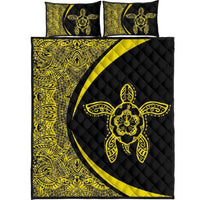 Hawaiian Polynesian Turtle Quilt Bed Set - Circle Style Yellow Black - Polynesian Pride