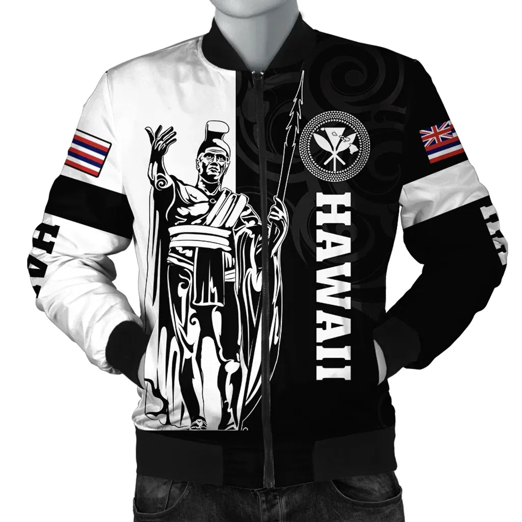 Polynesian Pride Jacket - Hawaii King Polynesian Bomber Jacket - Lawla Style White - Polynesian Pride