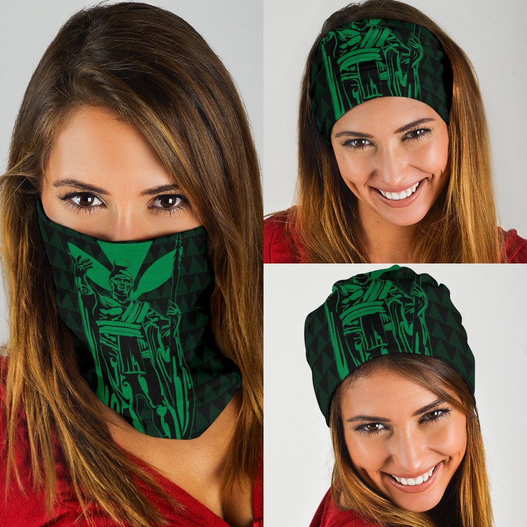 Polynesian Pride Bandana - Hawaii King Kanaka Kakau Bandana 3 - Pack - Green - Polynesian Pride