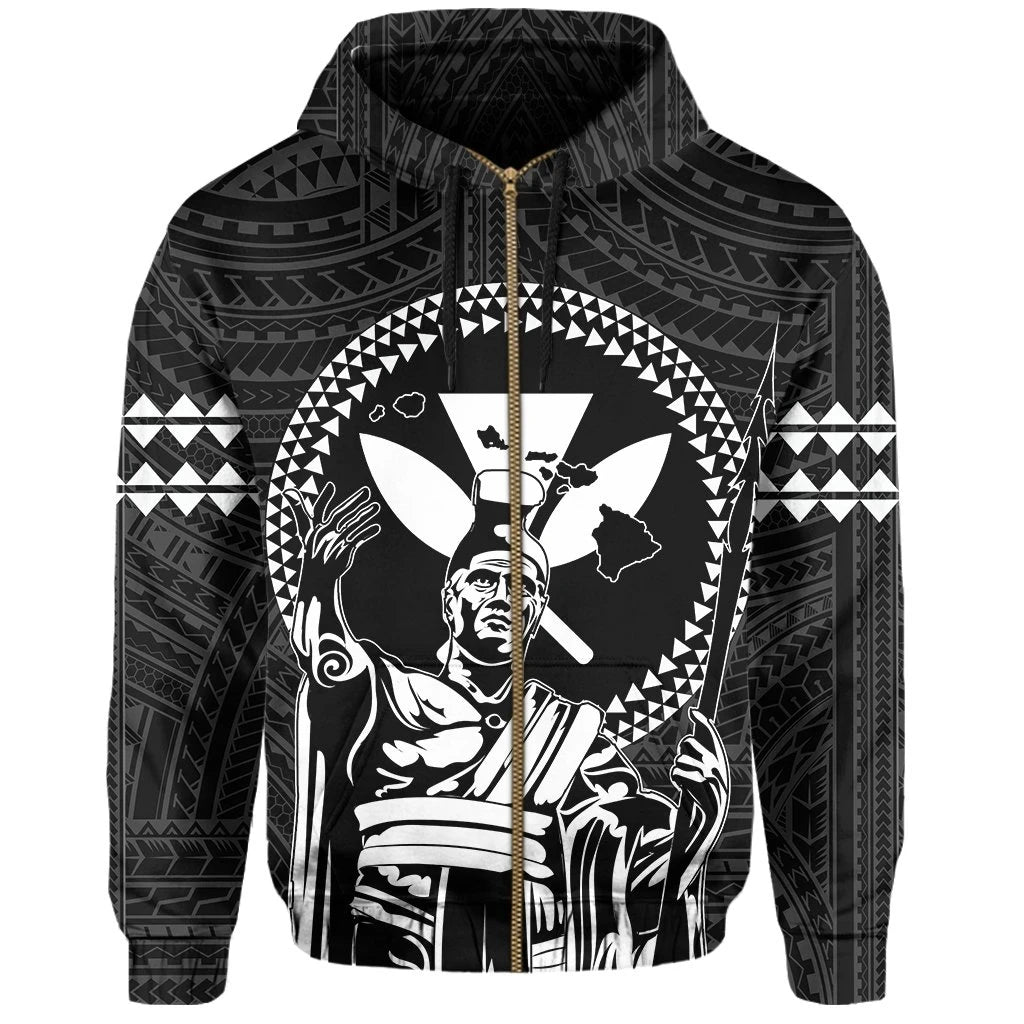 Polynesian Pride Clothing Zip Hoodie Hawaii King Kanaka Kakau - Polynesian Pride
