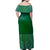 NE Maori Dress - Green Tamoko Off Shoulder Long Dress - Polynesian Pride