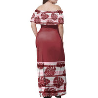 Polynesian Pride Dress - Pink Monstera Off Shoulder Long Dress - Polynesian Pride