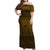 Polynesian Pride Dress - Tribal Mix Polynesian Culture Brown Off Shoulder Long Dress Long Dress Brown - Polynesian Pride