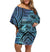 Polynesian Pride Dress - Polynesian Blue Galaxy Off Shoulder Short Dress Women Blue - Polynesian Pride