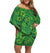 Polynesian Pride Dress - Hibiscus Tribal Mix Polynesia Green Off Shoulder Short Dress Women Green - Polynesian Pride