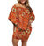 Polynesian Pride Dress - Hibiscus Tribal Mix Polynesia Orange Off Shoulder Short Dress Women Orange - Polynesian Pride