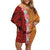 Polynesian Pride Dress - Spearhead Plumeria Polynesia Orange Off Shoulder Short Dress Women Orange - Polynesian Pride