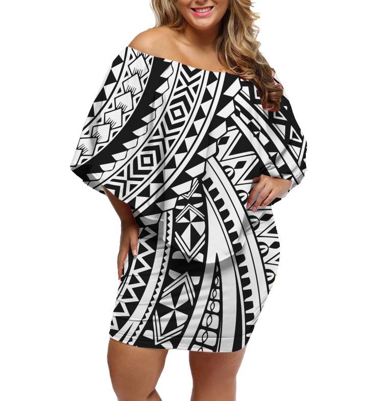 Polynesian Pride Dress - Polynesian White Circle Off Shoulder Short Dress Women White - Polynesian Pride