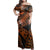 Polynesian Pride Dress - Tribal Polynesian Orange Ali Style Off Shoulder Long Dress Long Dress Orange - Polynesian Pride