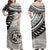 Polynesian Pride Dress - Sila Tonga Polynesian Wing Grey Off Shoulder Long Dress Long Dress Grey - Polynesian Pride