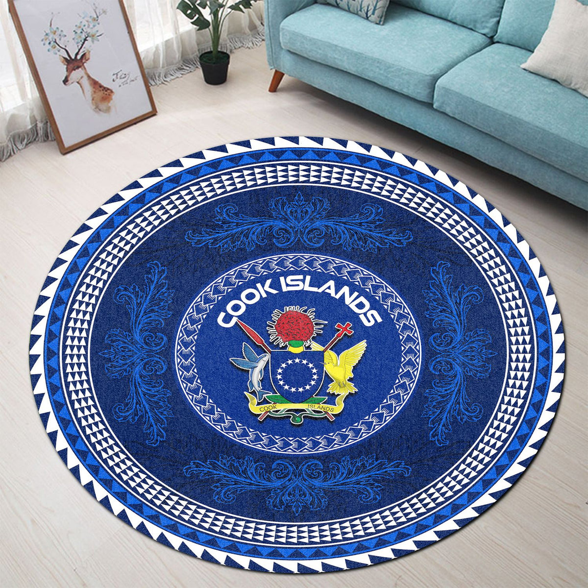 Polynesian Pride Home Set - Cook Islands Blue Round Carpet - Polynesian Pride