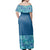 Polynesian Pride Dress - Samoan Blue Tropical Hibiscus Flowers Off Shoulder Long Dress - Polynesian Pride