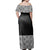 Polynesian Pride Dress - Samoan Tapa Black n White Pattern Off Shoulder Long Dress - Polynesian Pride