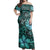 Polynesian Pride Dress - Hawaii Mix Polynesian Turtle Plumeria Nick Style Turquoise Off Shoulder Long Dress Long Dress Blue - Polynesian Pride