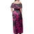 Polynesian Pride Dress - Hawaiian Hibiscus Sea Turtle Swim Polynesian Pink Off Shoulder Long Dress - Polynesian Pride