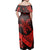 Polynesian Pride Dress - Hawaiian Map Turtle Plumeria Hibiscus Fish Hook Polynesian Red Off Shoulder Long Dress - Polynesian Pride