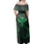 Polynesian Pride Dress - Polynesian Turtle Hammerhead Shark Ray Kanaka Hawaii Circle Green Off Shoulder Long Dress - Polynesian Pride