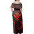 Polynesian Pride Dress - Polynesian Turtle Hammerhead Shark Ray Kanaka Hawaii Circle Red Off Shoulder Long Dress - Polynesian Pride