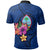 Polynesian Pride Apparel Personalize Guam Polynesian Polo Shirt Floral With Seal Blue - Polynesian Pride