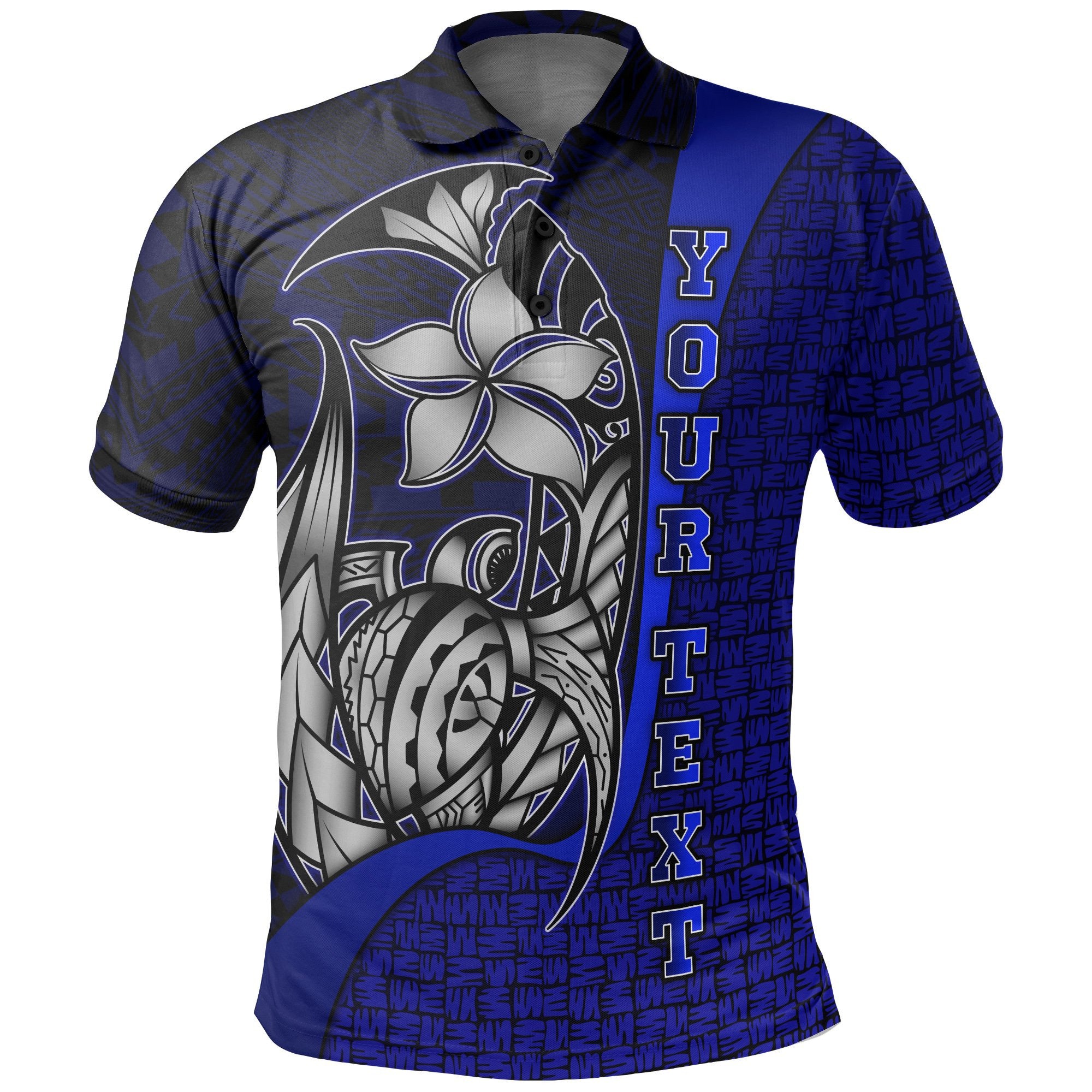 Polynesian Pride Apparel Personalize Samoa Polo Shirt Blue Turtle With Hook Unisex Black - Polynesian Pride