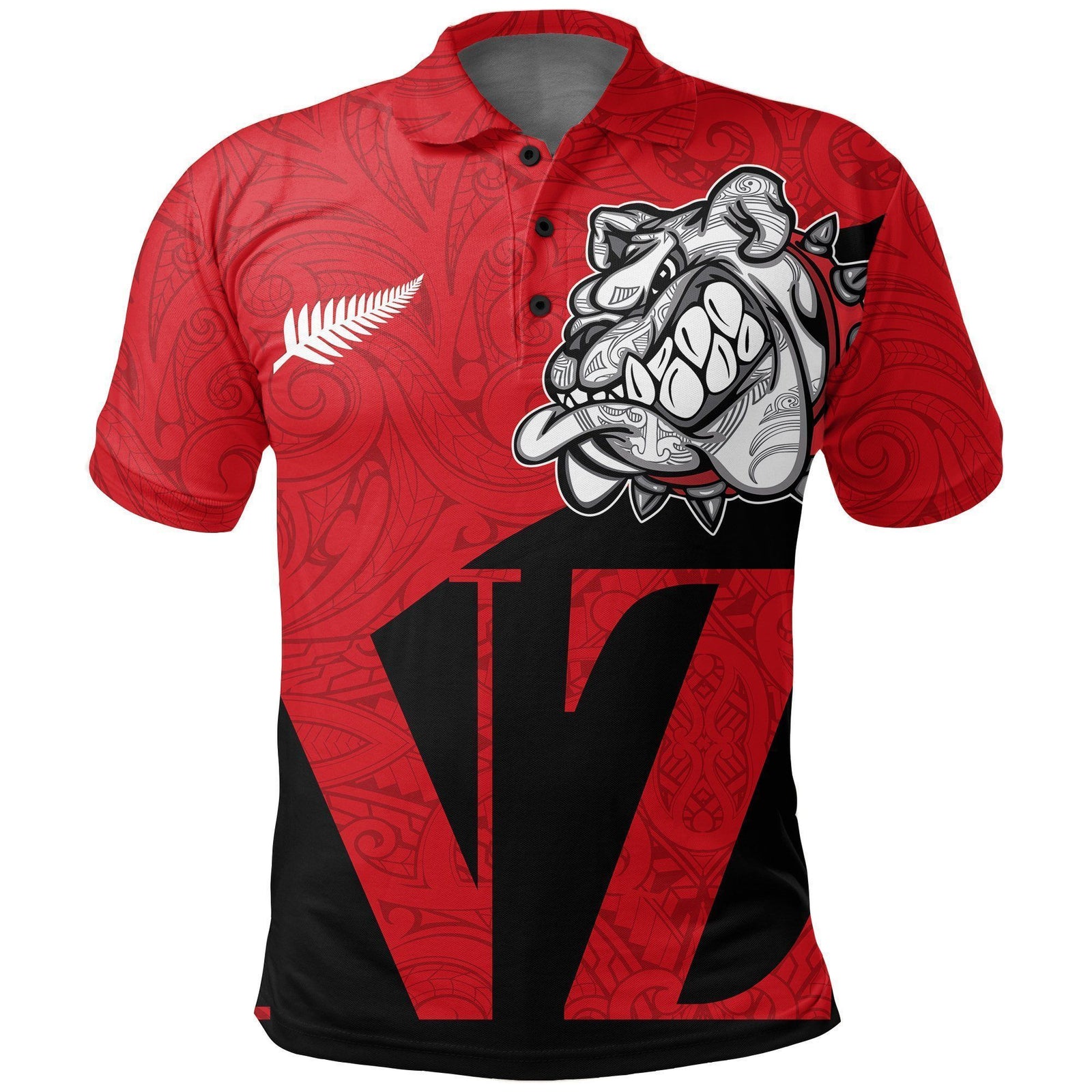Polynesian Pride Apparel New Zealand Maori Polo Shirt, Maori Bulldog Golf Shirt Unisex Red - Polynesian Pride