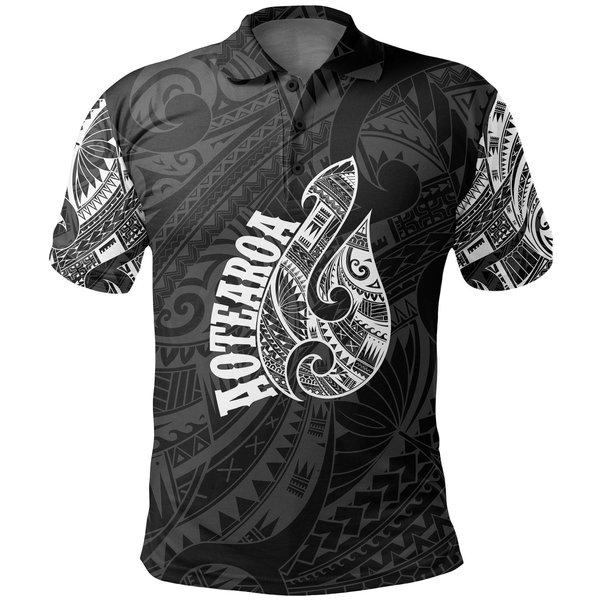 Polynesian Pride Apparel Hei Matau Maori Tattoo Polo Shirt White Unisex White - Polynesian Pride