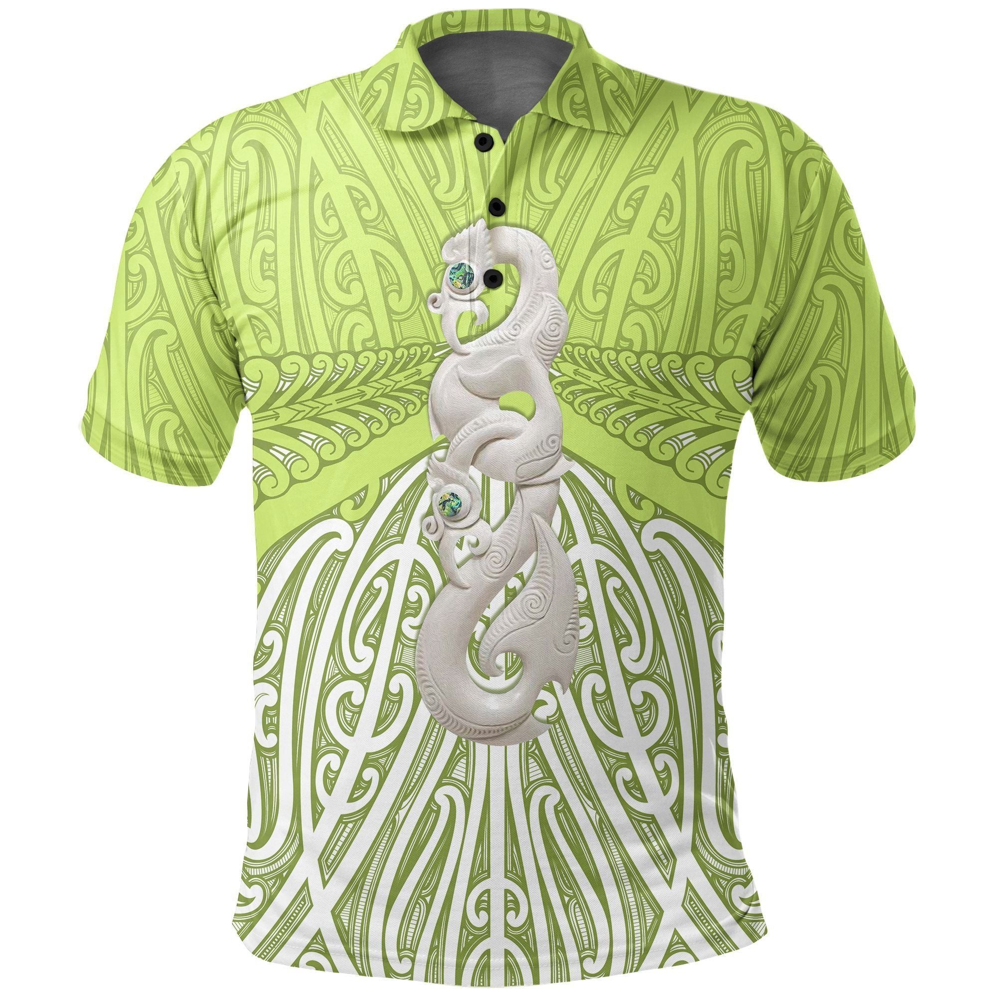 Polynesian Pride Apparel Maori Moko Tattoo, Manaia Pounamu Polo Shirt Lime Unisex Lime - Polynesian Pride