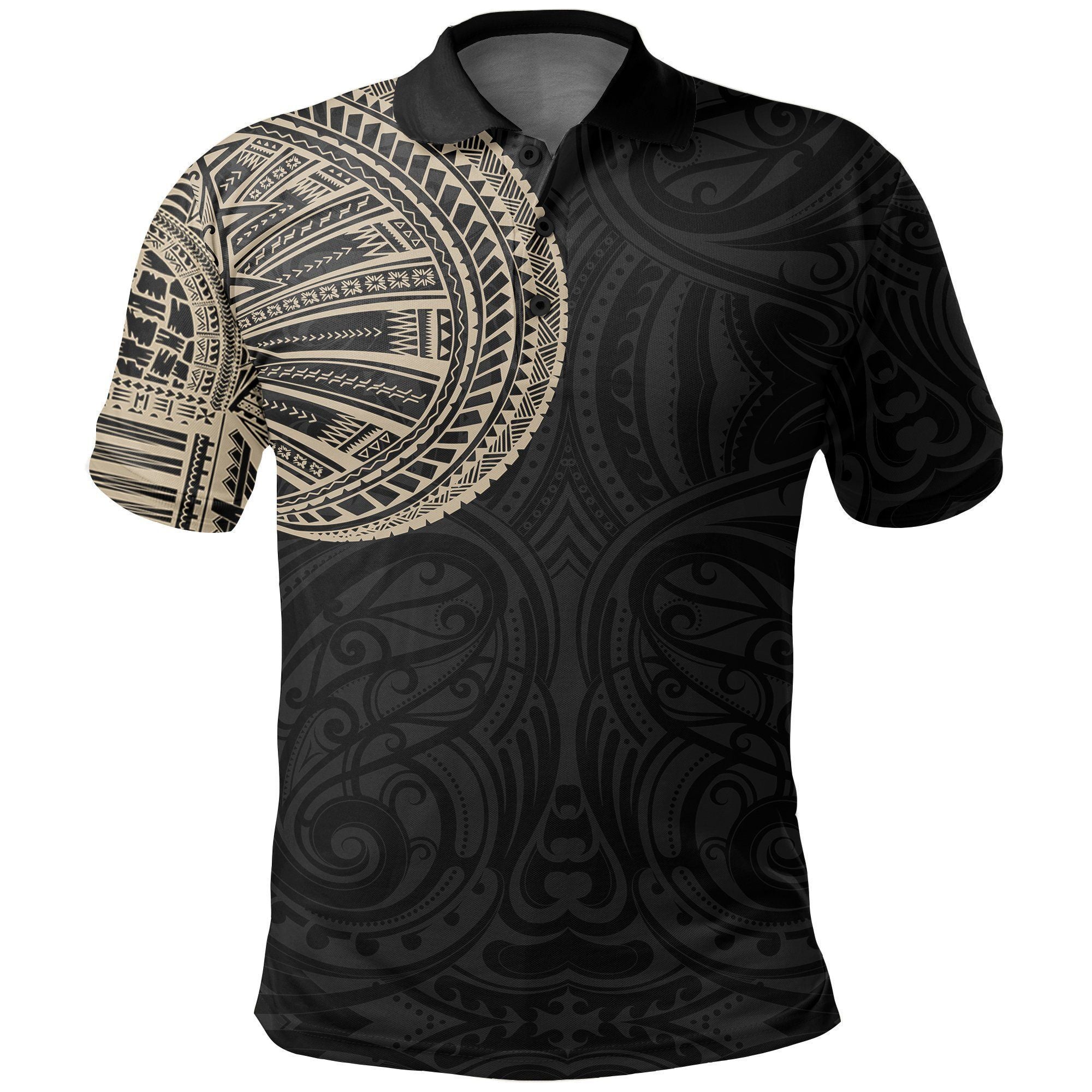 Polynesian Pride Apparel Samoa Tribal Polo Shirt Maori Tattoo Roman Reigns Gold Unisex Gold - Polynesian Pride