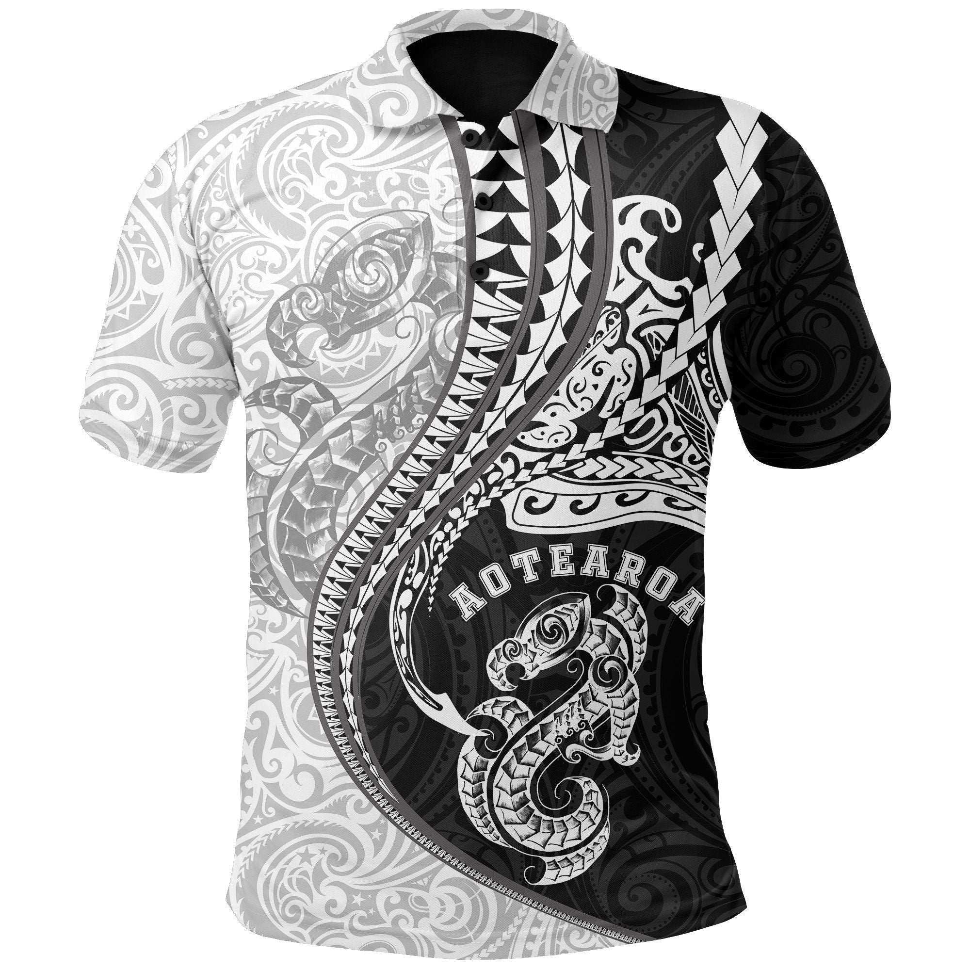 Polynesian Pride Apparel New Zealand Polo Shirt Kanaloa Tatau Gen New Zealand Manaia Polo Shirt Unisex Black - Polynesian Pride