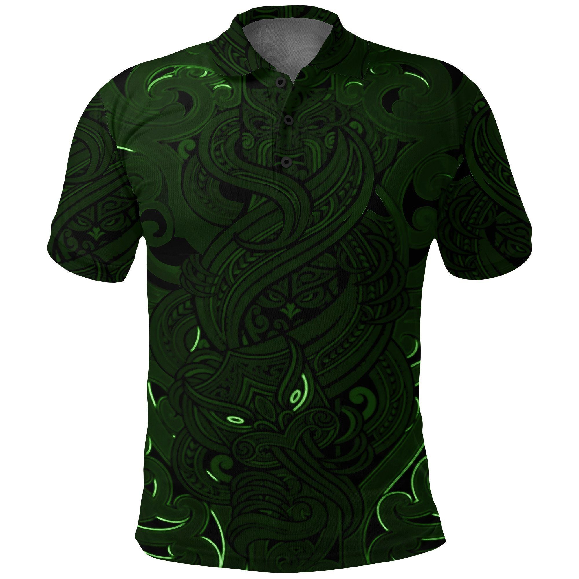 Polynesian Pride Apparel New Zealand Polo Shirt, Maori Gods Golf Shirt, Tumatauenga (God of War) Green Unisex Green - Polynesian Pride