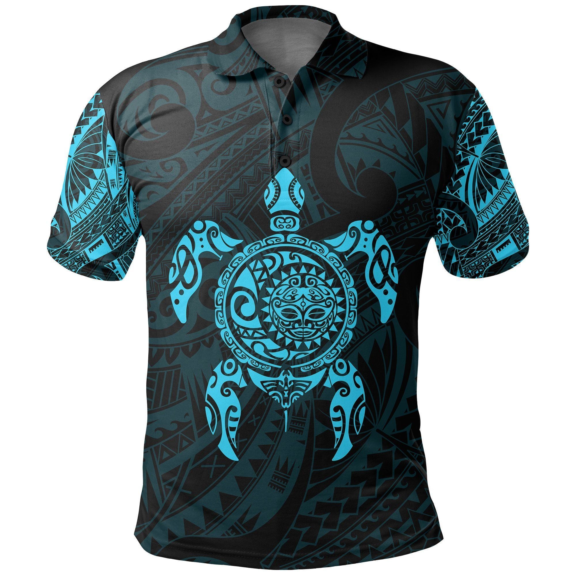 Polynesian Pride Apparel New Zealand Maori Polo Shirt, Polynesian Turtle Tattoo Polo Shirt Blue Unisex Blue - Polynesian Pride