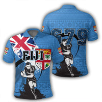 Polynesian Pride Apparel Polo Shirt Fiji Polo Shirt Rugby Tapa Pattern Spoto Style Unisex Blue - Polynesian Pride