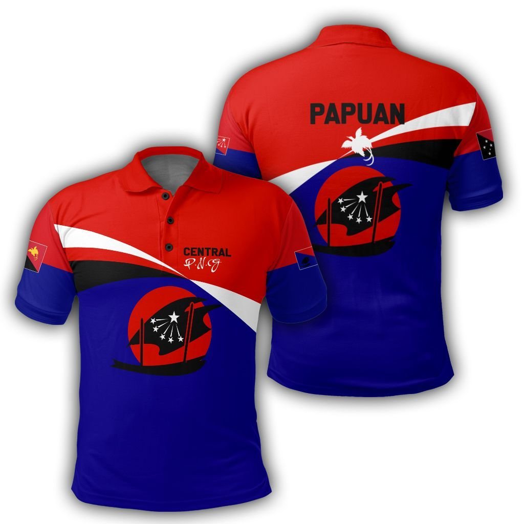 Polynesian Pride Apparel Central Province Polo Shirt PNG Flag Style - Polynesian Pride