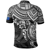 Polynesian Pride Apparel Pohnpei Polo Shirt Pohnpei Flag White Turtle Hibiscus - Polynesian Pride