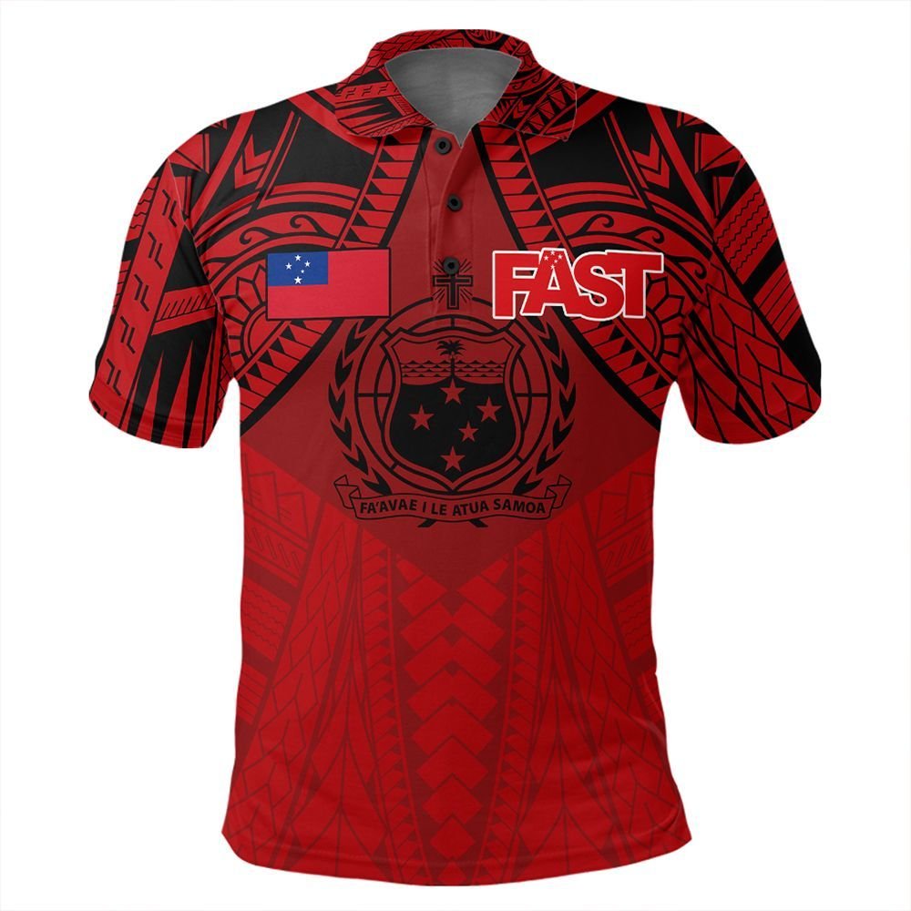 Polynesian Pride Apparel Samoan Polo Shirt Samoa FAST Polo Shirt Unisex Red - Polynesian Pride