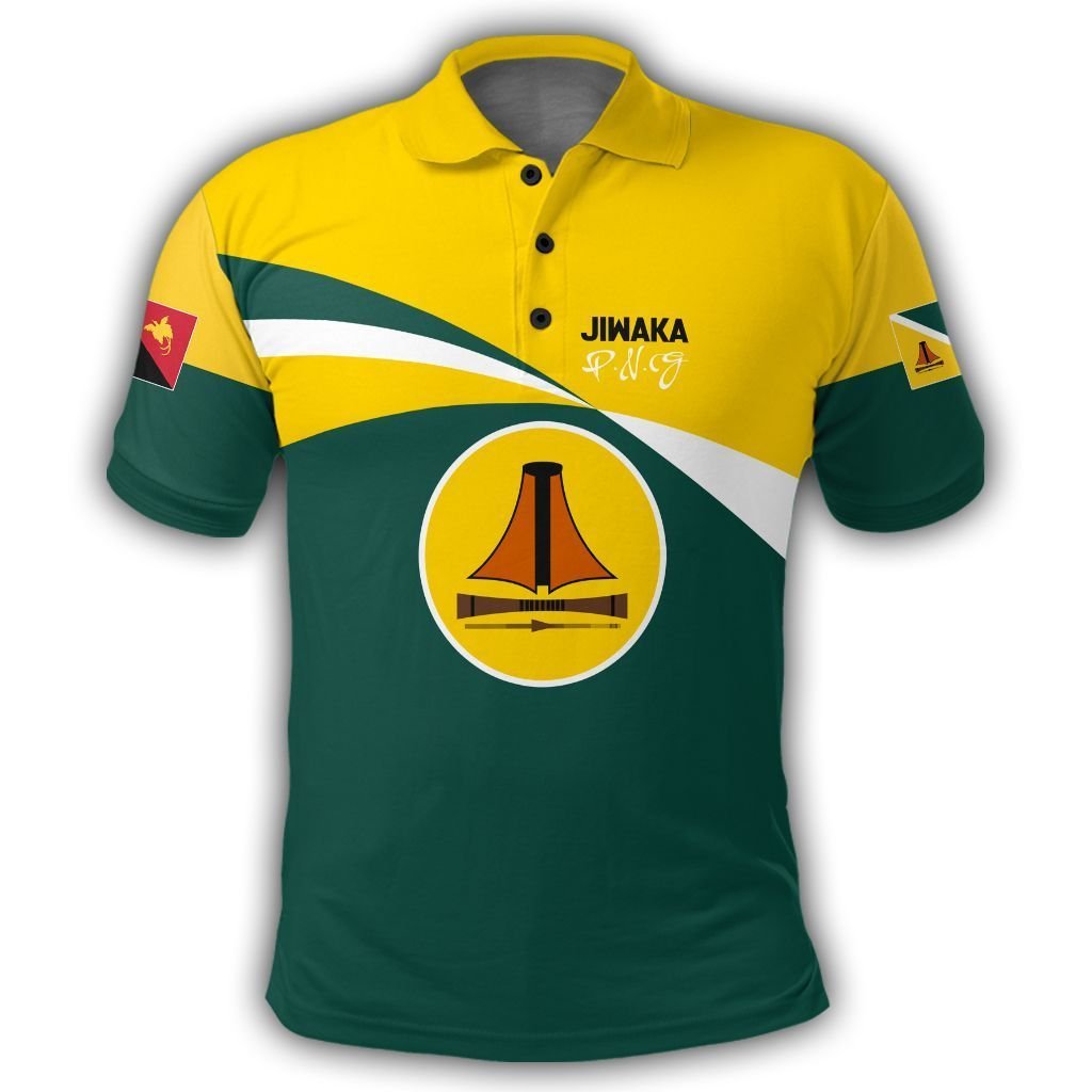 Polynesian Pride Apparel Jiwaka Polo Shirt PNG Flag Style Unisex Green - Polynesian Pride