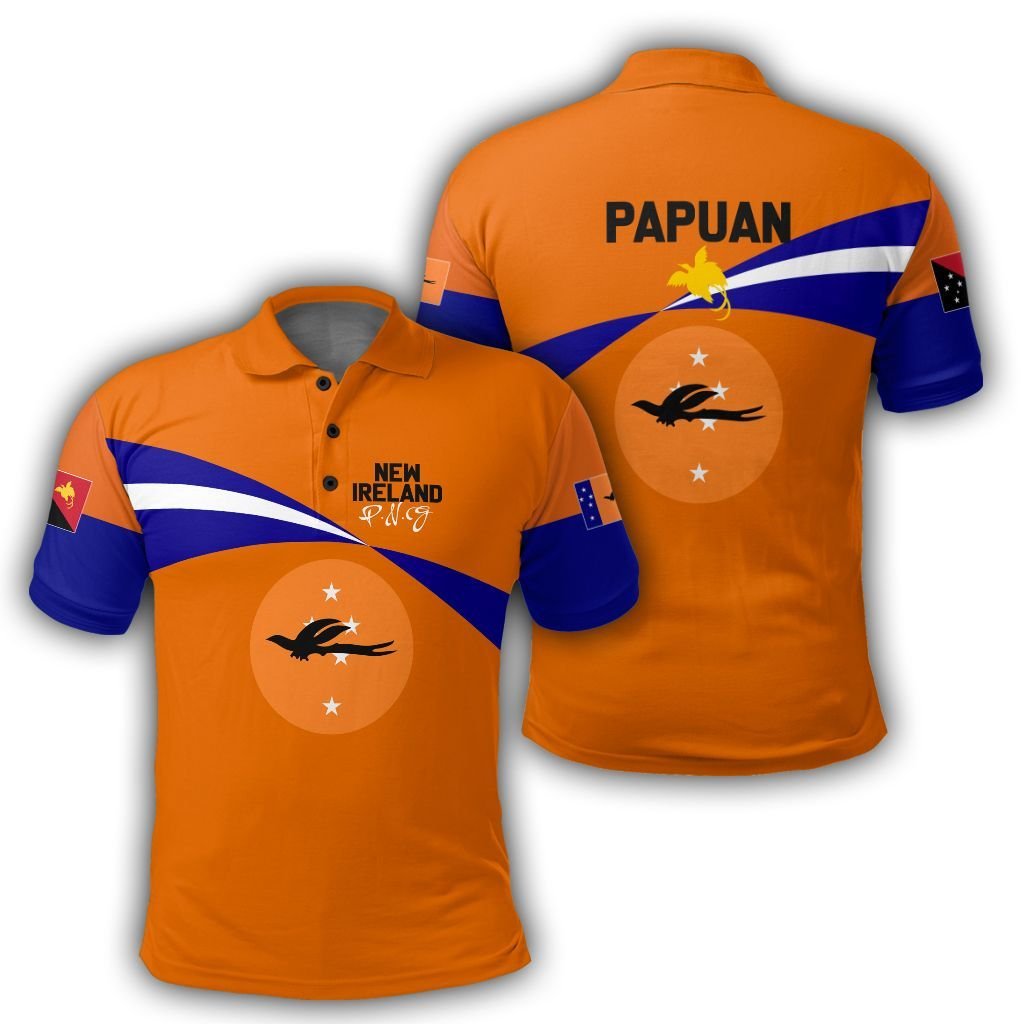 Polynesian Pride Apparel New Ireland Polo Shirt PNG Flag Style - Polynesian Pride