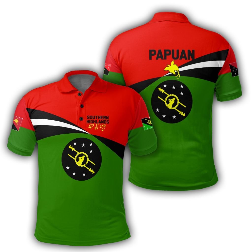 Polynesian Pride Apparel Southern Highlands Polo Shirt PNG Flag Style - Polynesian Pride