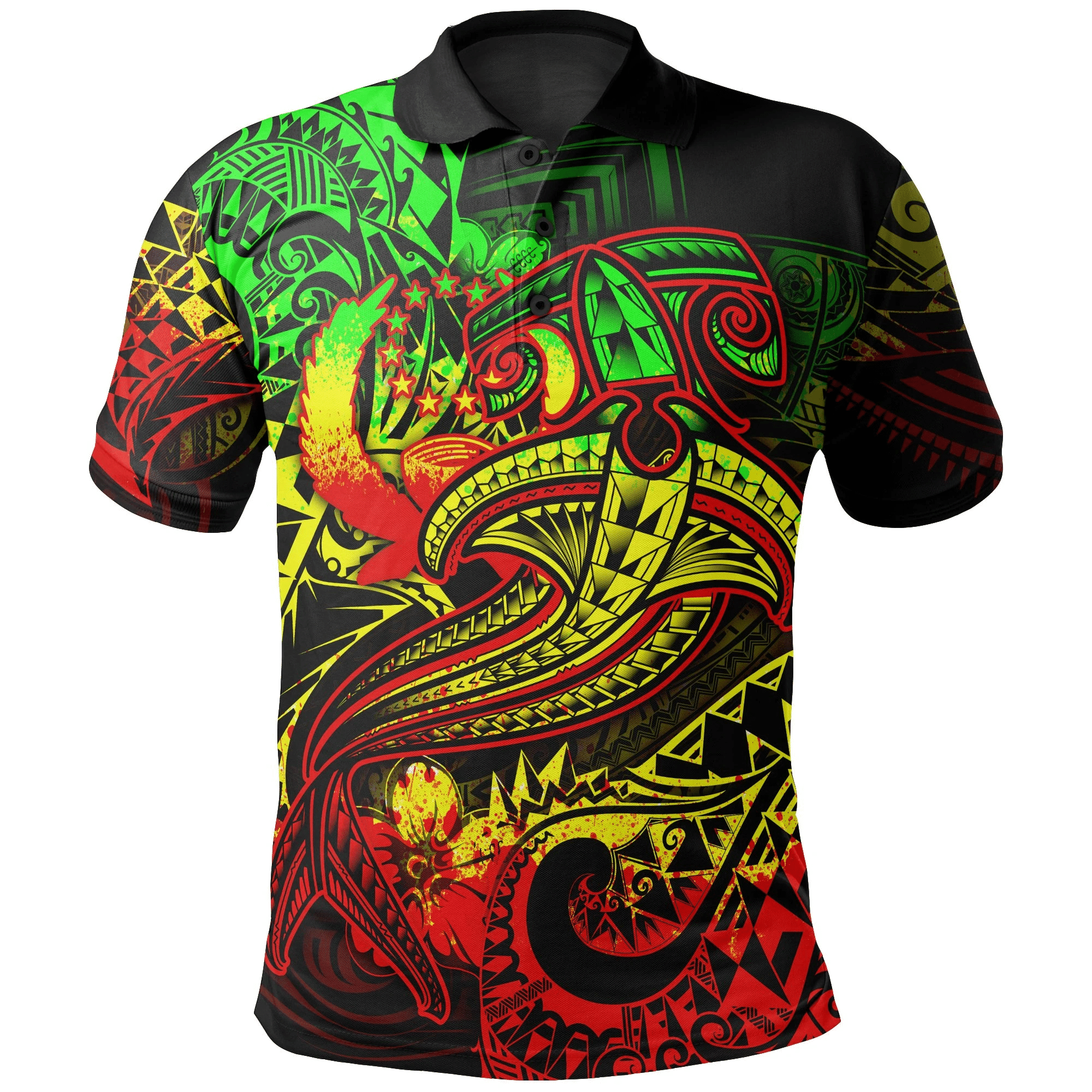 Polynesian Pride Apparel Pohnpei Polo Shirt Reggae Shark Polynesian Tattoo Unisex Reggae - Polynesian Pride