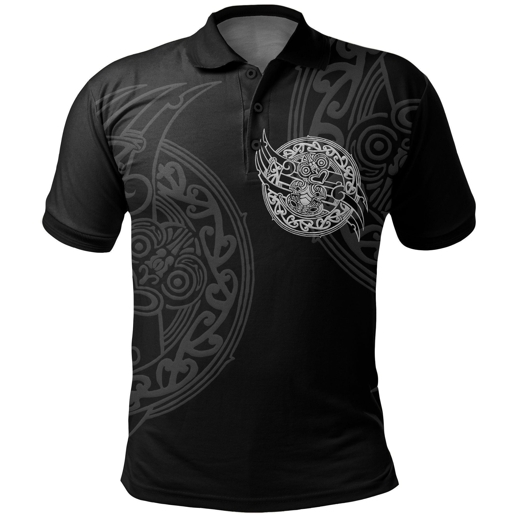 Polynesian Pride Apparel New Zealand Maori Polo Shirt, Maori Tiki Tattoo Golf Shirt Unisex Black - Polynesian Pride