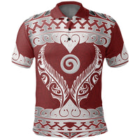Polynesian Pride Apparel Aotearoa Polo Shirt Koru Heart Red Unisex Red - Polynesian Pride