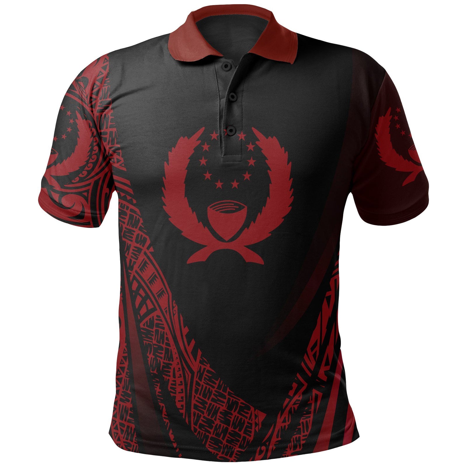 Polynesian Pride Apparel Pohnpei State Polo Shirt Red Polynesian Patterns Sport Style Unisex Black - Polynesian Pride