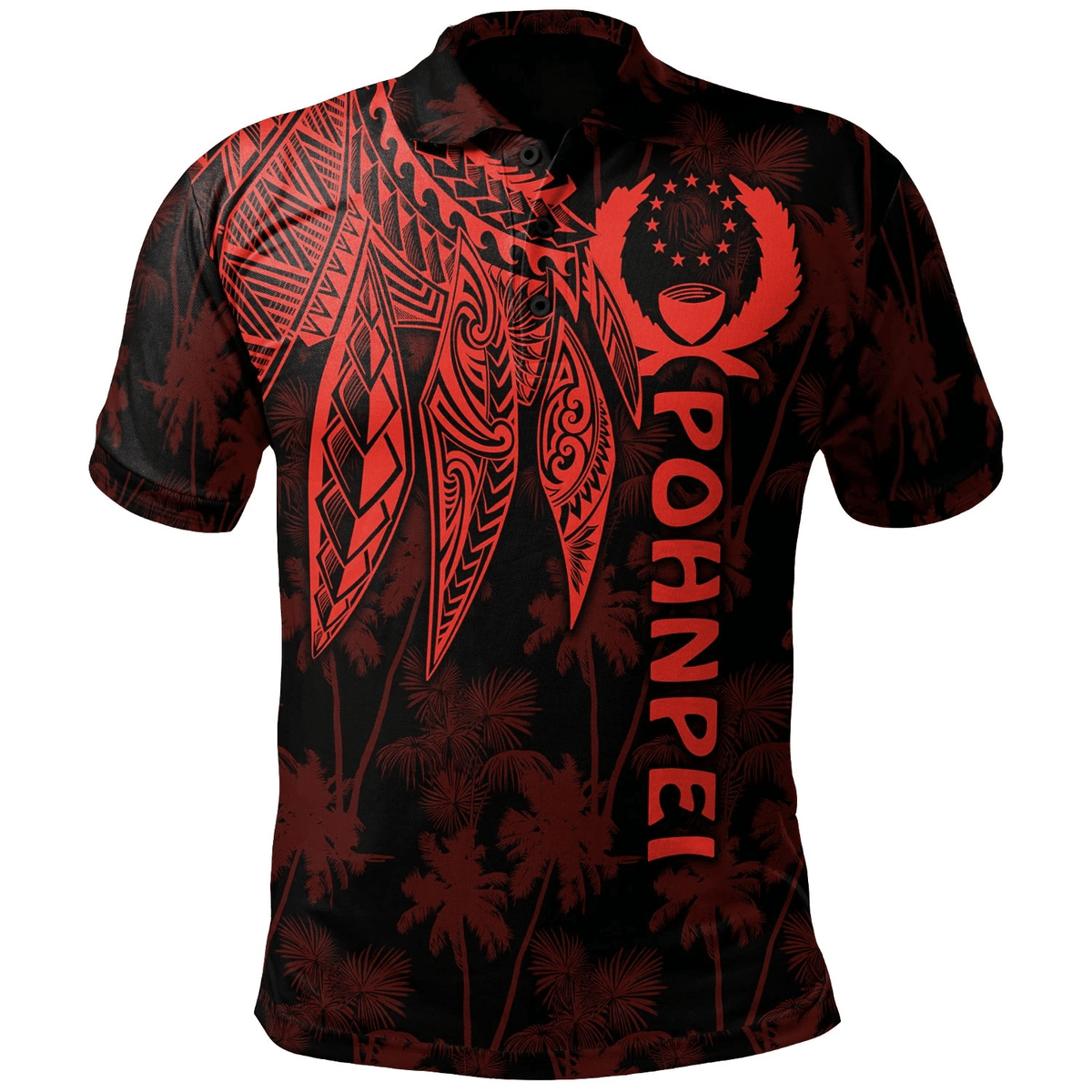 Polynesian Pride Apparel Pohnpei Polo Shirt Polynesian Wings (Red) Unisex Red - Polynesian Pride