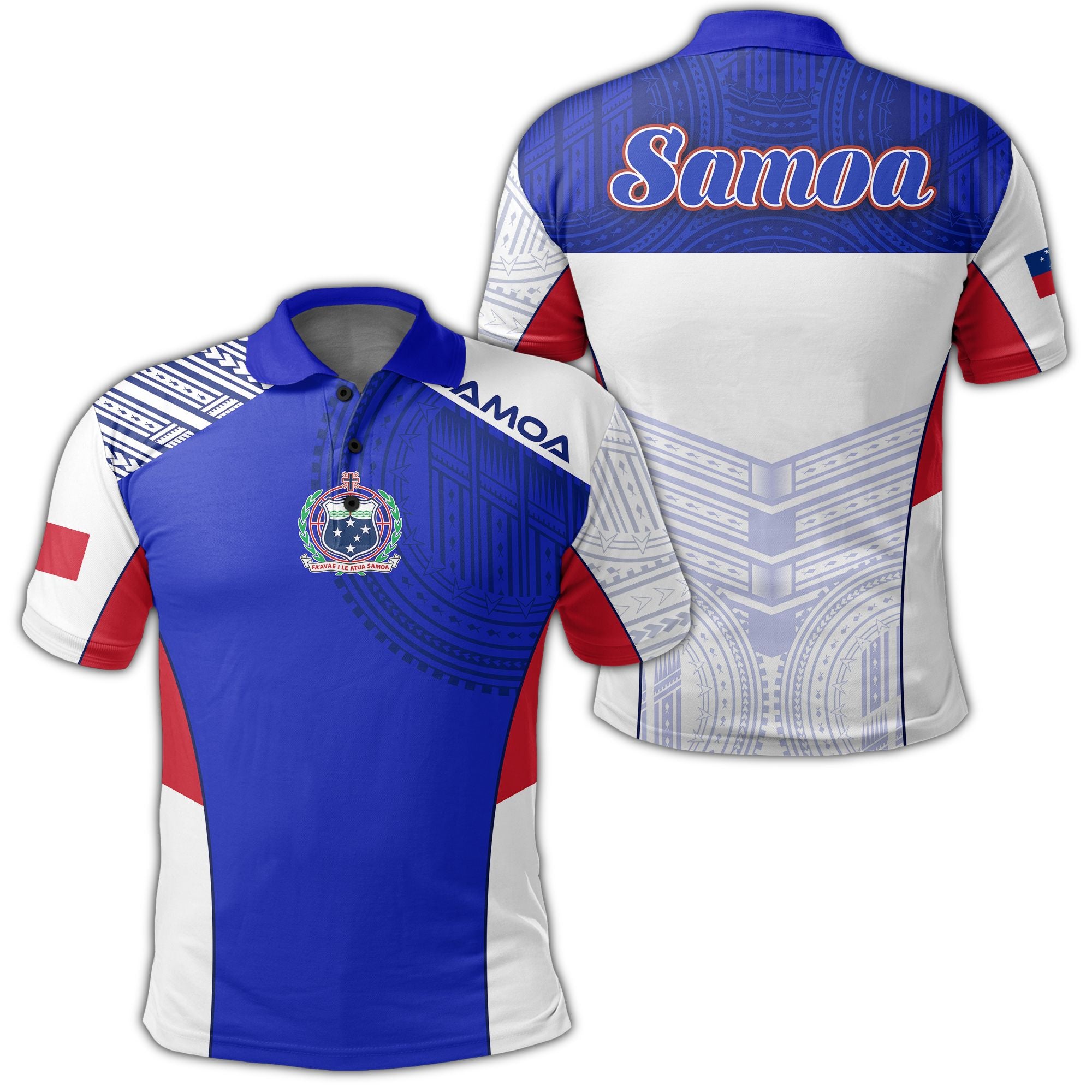 Polynesian Pride Apparel Samoa Polo Shirt Samoan Pea Tatau Rugby Polo Shirt Unisex Blue - Polynesian Pride