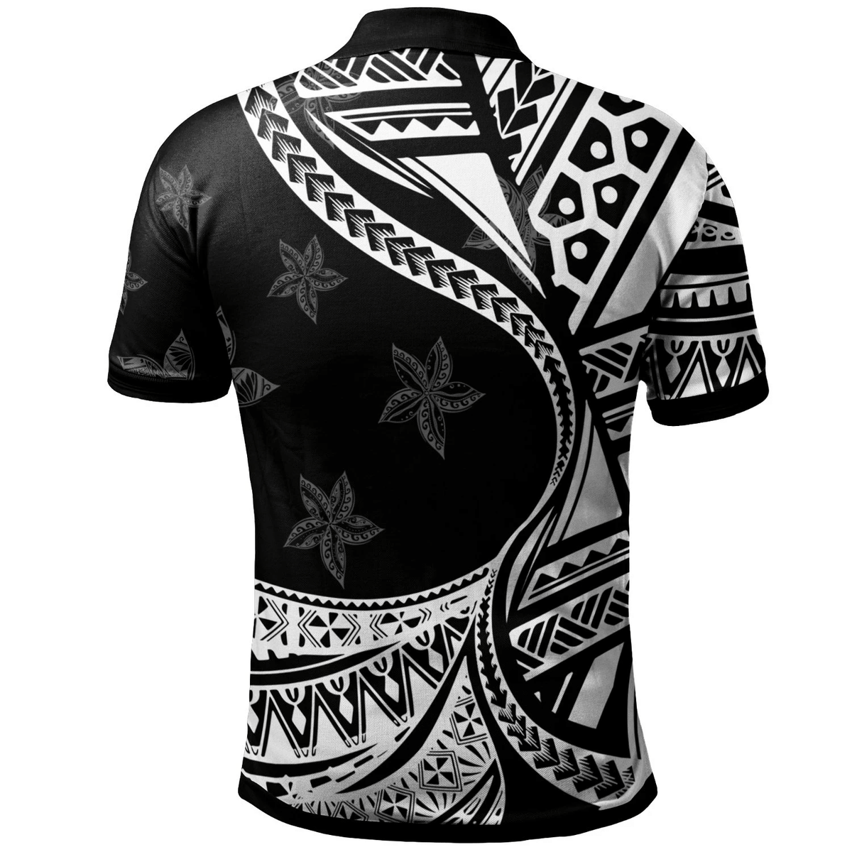 Polynesian Pride Apparel Pohnpei Polo Shirt Plumeria Flowers White Version - Polynesian Pride