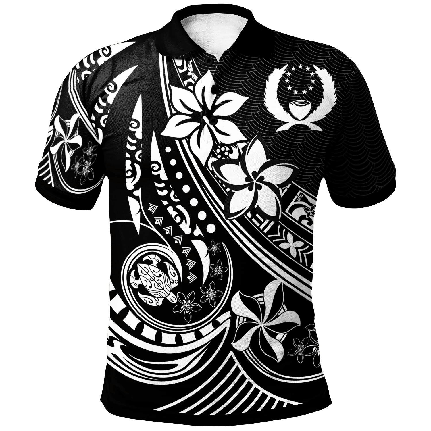 Polynesian Pride Apparel Pohnpei Polo Shirt The Flow Of The Ocean Unisex Black - Polynesian Pride
