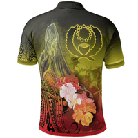 Polynesian Pride Apparel Pohnpei Polo Shirt Humpback Whale With Tropical Flowers (Yellow) - Polynesian Pride