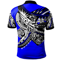 Polynesian Pride Apparel Pohnpei Polo Shirt Tribal Jungle Blue Pattern - Polynesian Pride