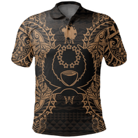 Polynesian Pride Apparel Pohnpei Polo Shirt Pohnpei Flag Map Polynesian Tattoo Gold Unisex Gold - Polynesian Pride